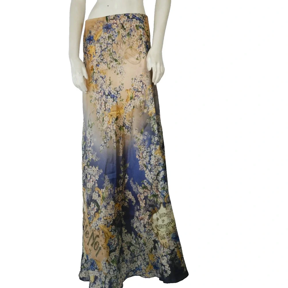 Zimmermann Tama Bias Forget Me Not Flare Skirt Silk Satin Organza Floral Maxi 1 - Picture 2 of 16